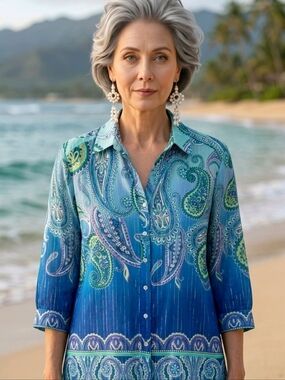 Fresh Casual Boho Paisley Chico's Tunic Sz 16